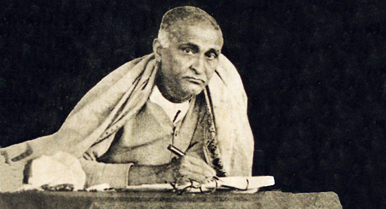 Śrīla Bhaktisiddhānta Sarasvatī editing a Gaudīya publication